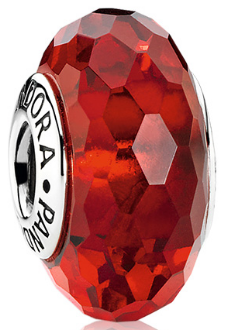 Charm Bola Facetada Cristal Rojo Rubí