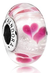 Charm Pandora Cristal Murano Corazones Rosados