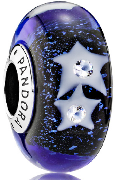 Charm Pandora Cristal Murano Estrellas Cielo Nocturno