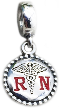 Charm colgante Pandora enfermera RN caduceo