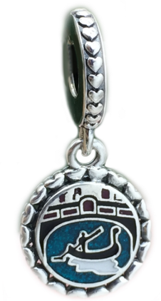 Charm colgante Pandora góndola de Venecia esmalte turquesa