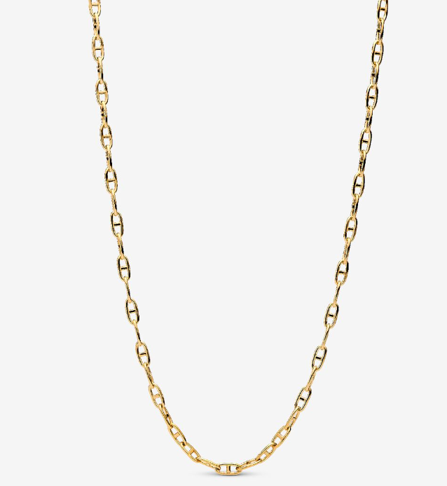 Collar Pandora Cadena Marinera Baño Dorado 55cm