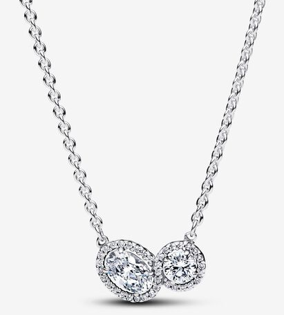 [393776C01-45] Collar Pandora Dos Piedras Halo Pavé