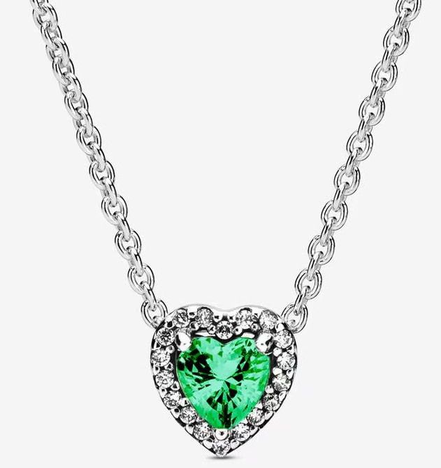 Collar corazón halo piedra verde Pandora