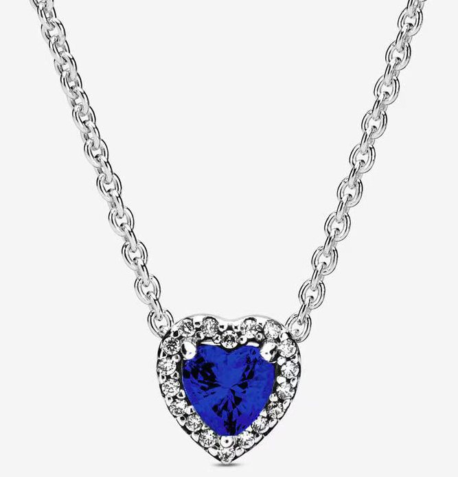 Collar corazón halo piedra azul Pandora