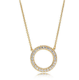 Collar Pandora Círculo Pavé Baño Dorado