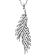 Collar Pandora Pluma Pavé Alargada Plata