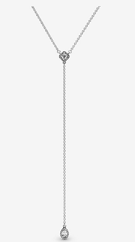 Collar Pandora Cadena Lazo Gota y Flor Pavé Plata