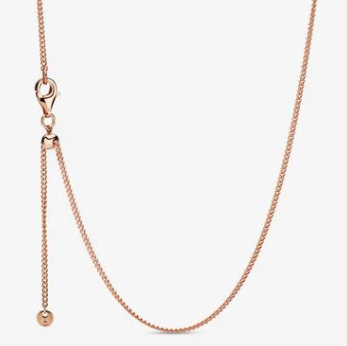 Collar Pandora Cadena Fina Baño Oro Rosa