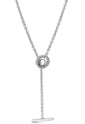 Collar Pandora argolla pavé y barra deslizante