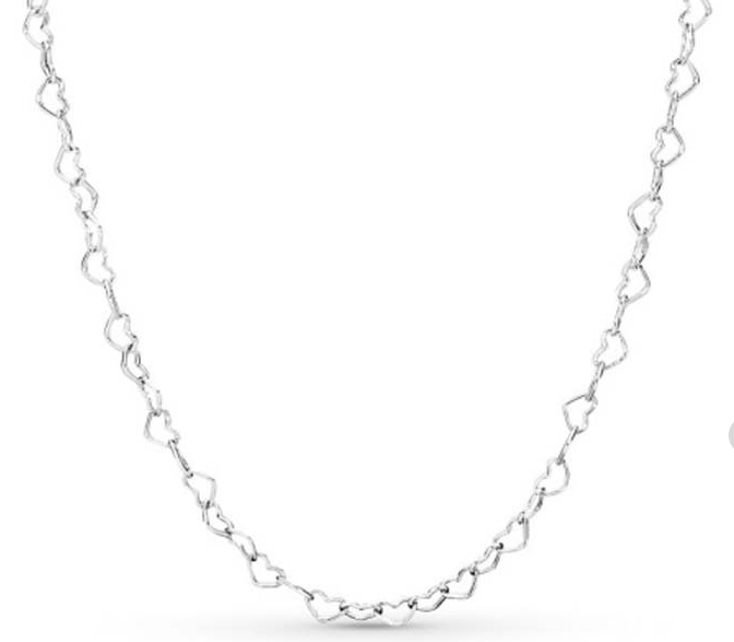 Collar Pandora cadena de corazones enlazados