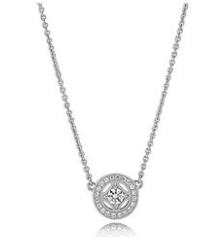 Collar Pandora halo circonia central cuadrada