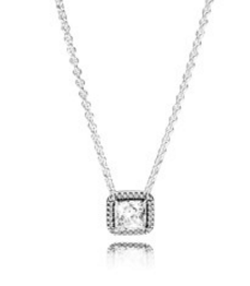Collar Pandora halo cuadrado piedra central