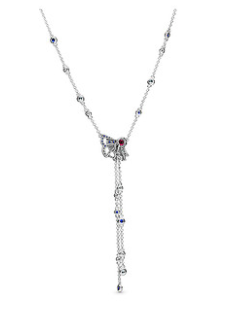 Collar Pandora flor piedras de color con cadenas colgantes