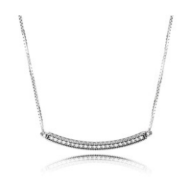 Collar Pandora barra horizontal curva pavé
