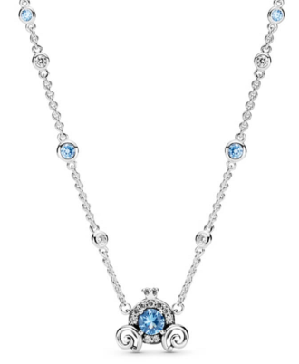 [N71] Collar Pandora Disney carruaje Cenicienta piedras azules