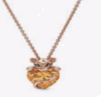 Collar Pandora corazón piedra ámbar baño oro rosa