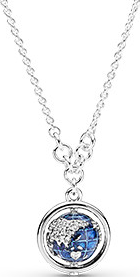 Collar Pandora globo terráqueo esmalte azul