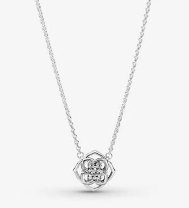 Collar Pandora flor con enrejado pavé
