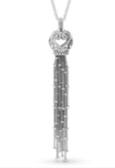 Collar Pandora corazón coronado con flecos pavé