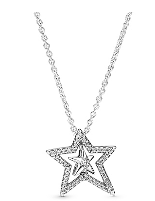 Collar Pandora Estrella Doble Contorno Plata