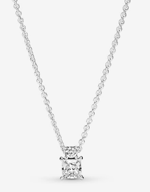 [390048C01] Collar Pandora Solitario Talla Princesa Plata