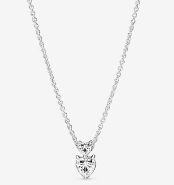 [391229C01] Collar Pandora Corazones Apilados Plata