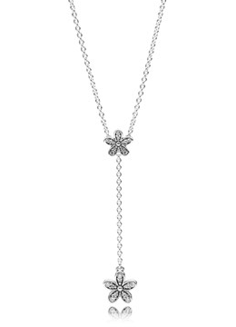 Collar Pandora Flores Pavé Doble