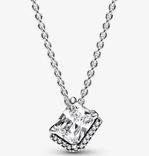 [392388C01] Collar Pandora piedra radiante con halo pavé