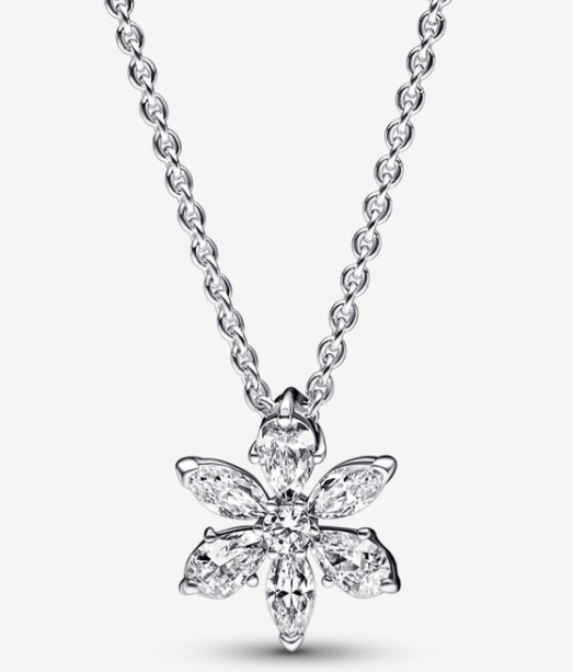 Collar Pandora flor de circonias talla marquisa