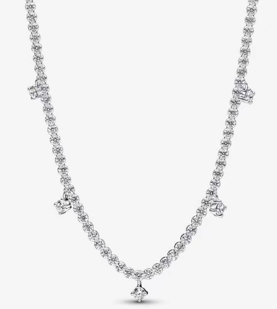 [392405C01] Collar Pandora tipo tenis con dijes colgantes