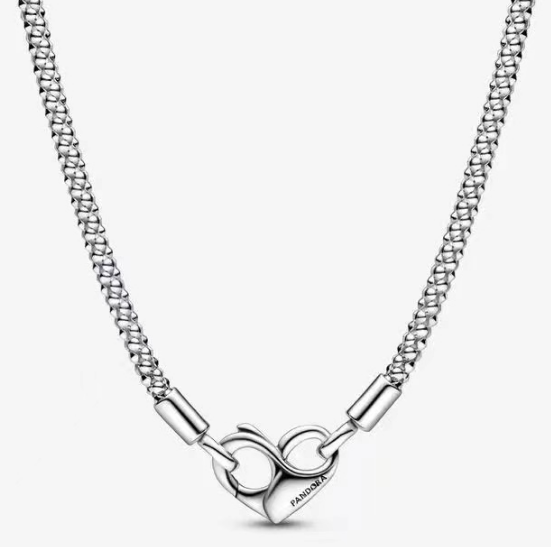 Collar Pandora cadena cordón con cierre de corazón