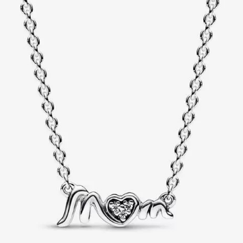 [392589C01-45] Collar Pandora palabra Mom con corazón de circonias