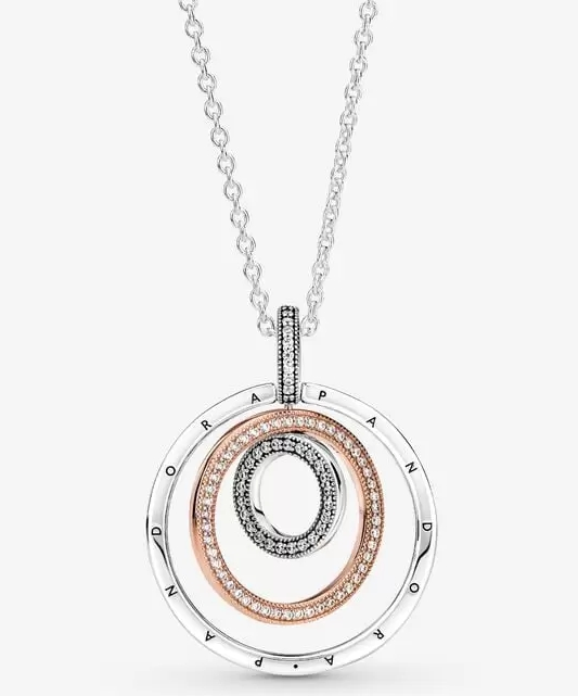 [389483C01-60] Collar Pandora Signature Medallón Circular Bicolor 60cm