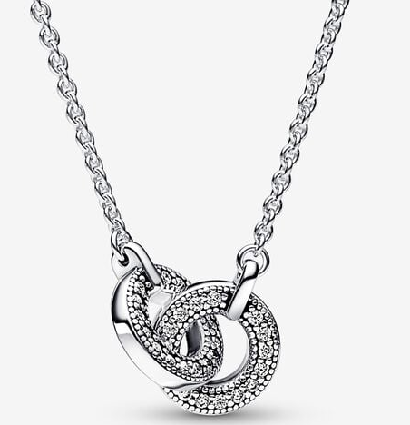 [392736C01] Collar Pandora dos aros entrelazados pavé