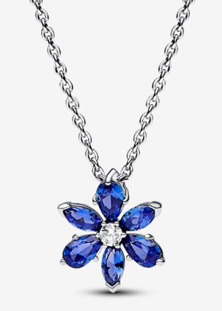 [392387C02-45] Collar Pandora flor de circonias azules talla marquisa
