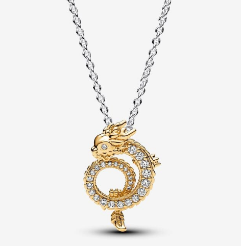 [363070C01-45] Collar Pandora Dragón Pavé Bicolor