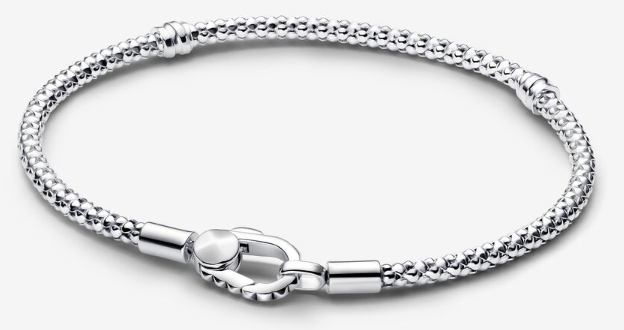 Brazalete Pandora cadena popcorn broche argolla plata