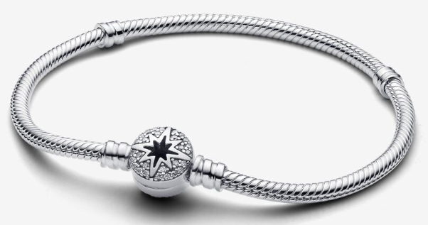 [593584C01] Brazalete Pandora broche estrella pavé esmalte negro