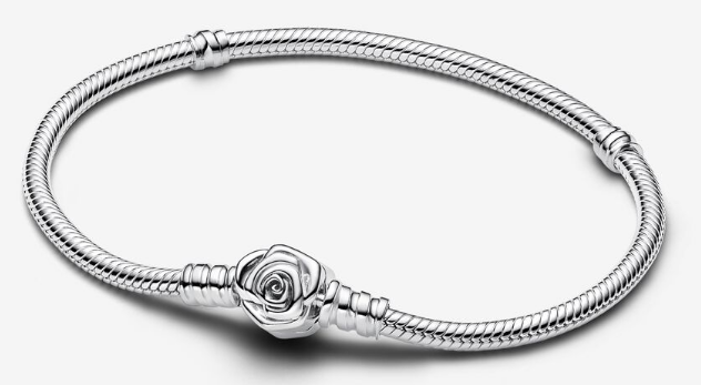 [599206C00] Brazalete Pandora cadena broche flor rosa plata