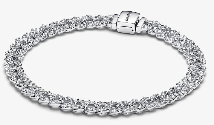 [593008C01] Brazalete Pandora Barbada Pavé Circonias Plata