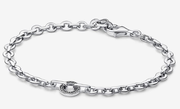 Brazalete Pandora Cadena Eslabones Ovalados Medallón Pavé