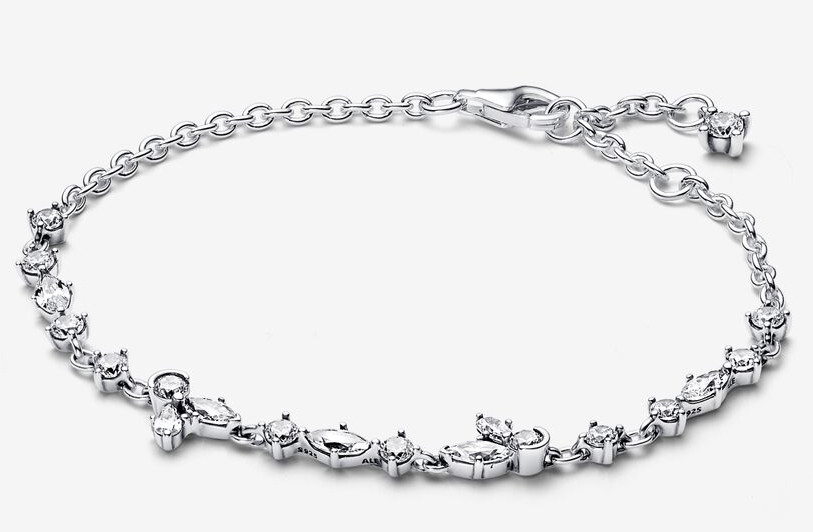 Brazalete Pandora Cadena Fina Racimos Dispersos De Circonias