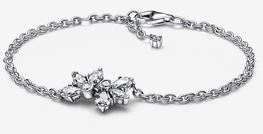 Brazalete Pandora Cadena Fina Racimo Mariposa De Circonias