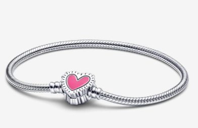 Brazalete Pandora Moments Corazón Esmalte Rosa