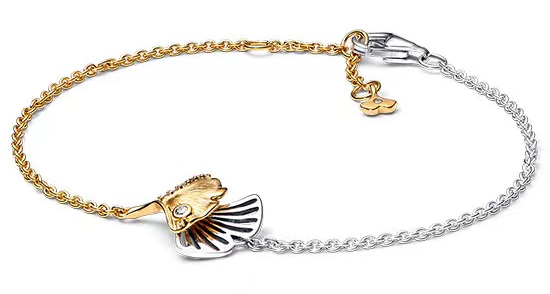 Brazalete Pandora Bicolor Cisne Esmalte
