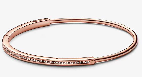 [582313C01] Brazalete Pandora Rígido Oro Rosa Pavé Línea