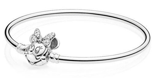 Brazalete rígido Pandora Disney Minnie pavé plata