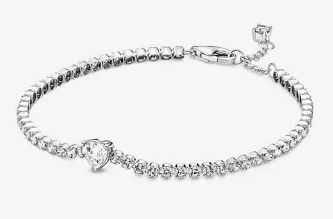 [590041C01] Brazalete Pandora Tenis Circonia Corazón Blanca