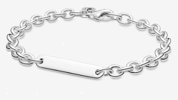 Brazalete Pandora cadena placa lisa plata